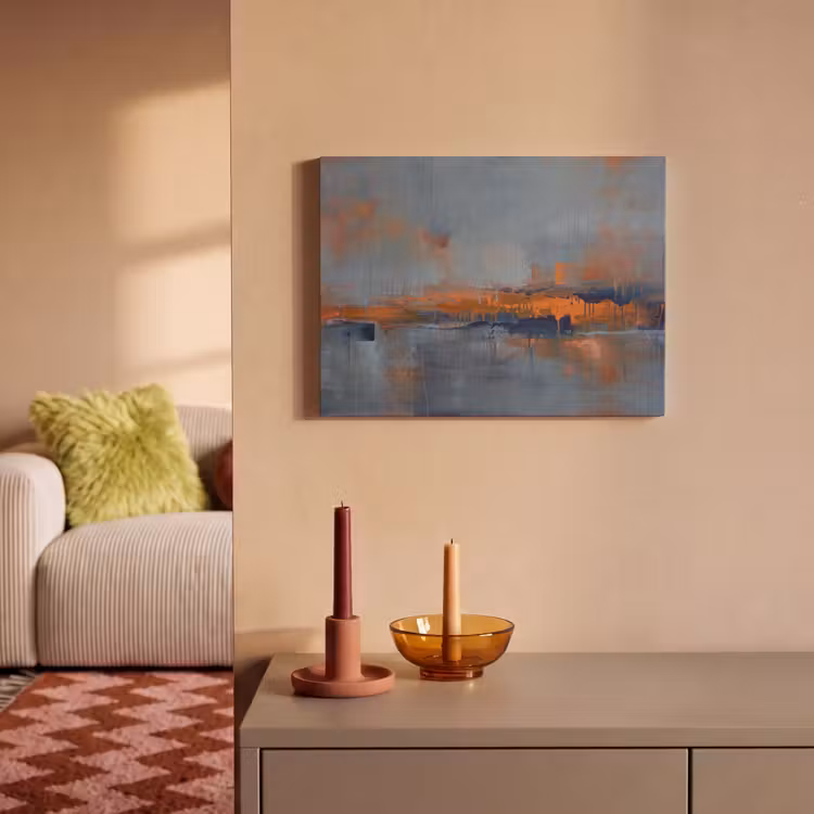 Abstract - Kleuren - Modern - Oranje - Grijs PET vilt klein -sfeer1