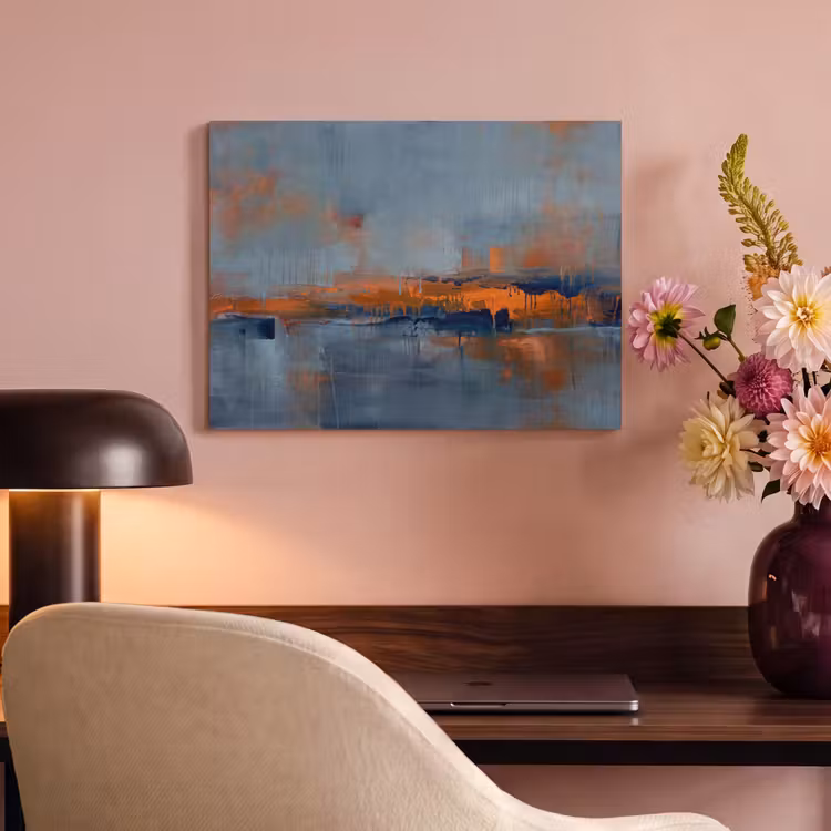 Abstract - Kleuren - Modern - Oranje - Grijs PET vilt klein -sfeer3