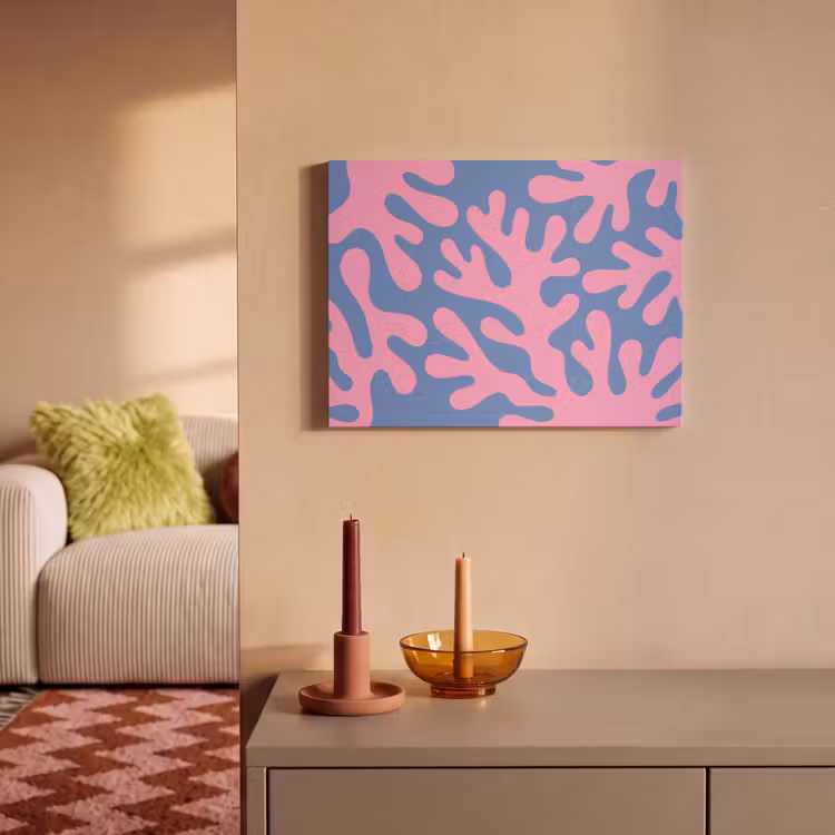 Abstract - Vormen - Roze - Blauw PET vilt klein -sfeer1