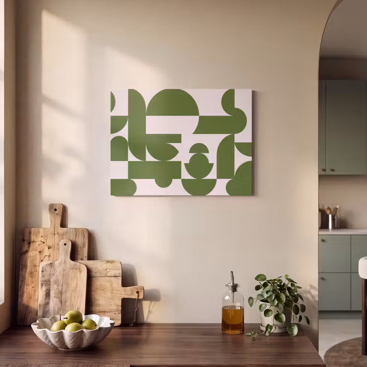 Abstract - Geometrie - Modern - Groen - Wit PET vilt klein -sfeer2