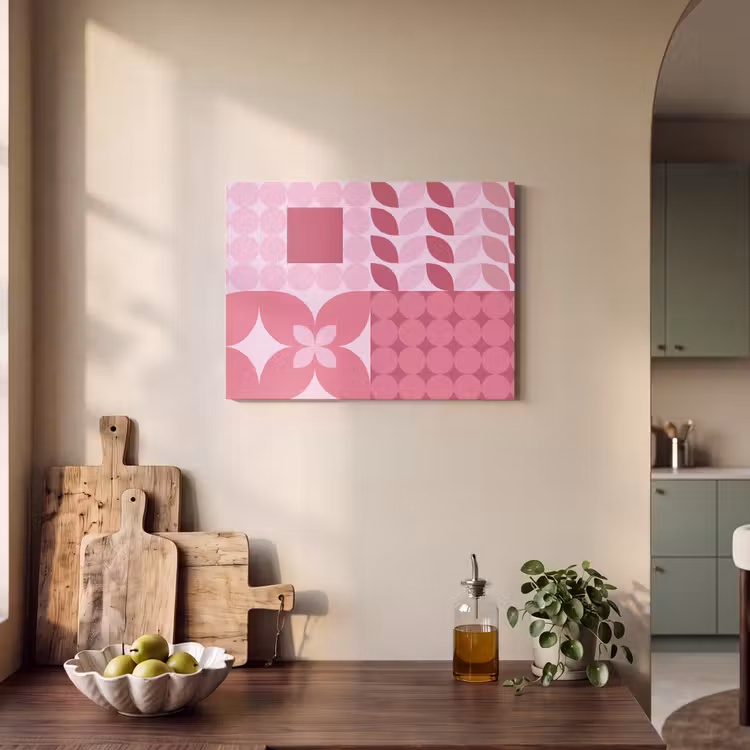 Abstract - Geometrisch - Patroon - Modern - Roze PET vilt klein -sfeer2