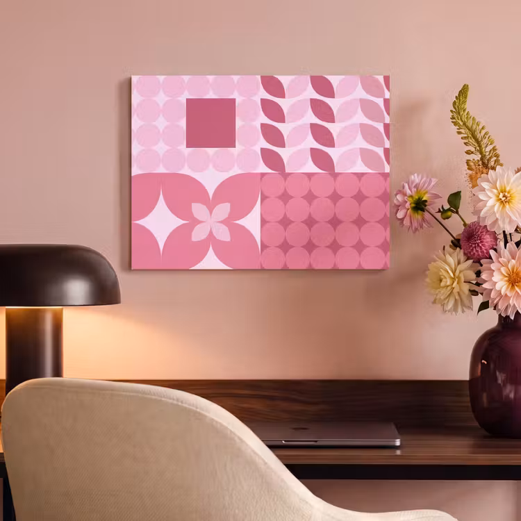 Abstract - Geometrisch - Patroon - Modern - Roze PET vilt klein -sfeer3