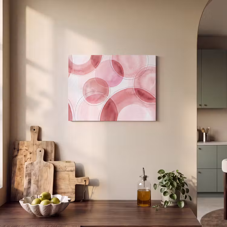 Abstract - Cirkels - Modern - Roze - Kunst PET vilt klein -sfeer2