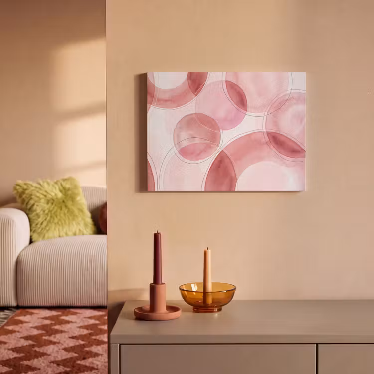Abstract - Cirkels - Modern - Roze - Kunst PET vilt klein -sfeer1