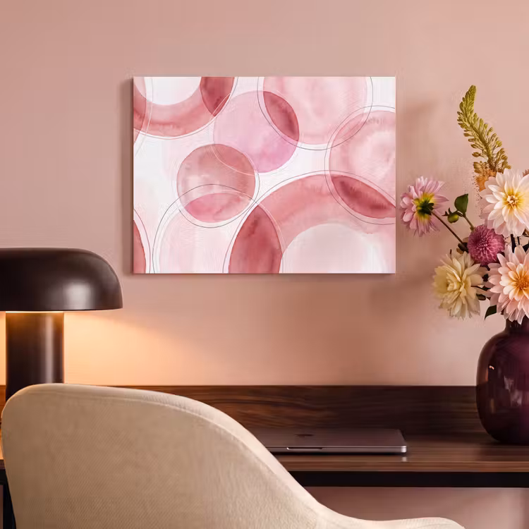Abstract - Cirkels - Modern - Roze - Kunst PET vilt klein -sfeer3