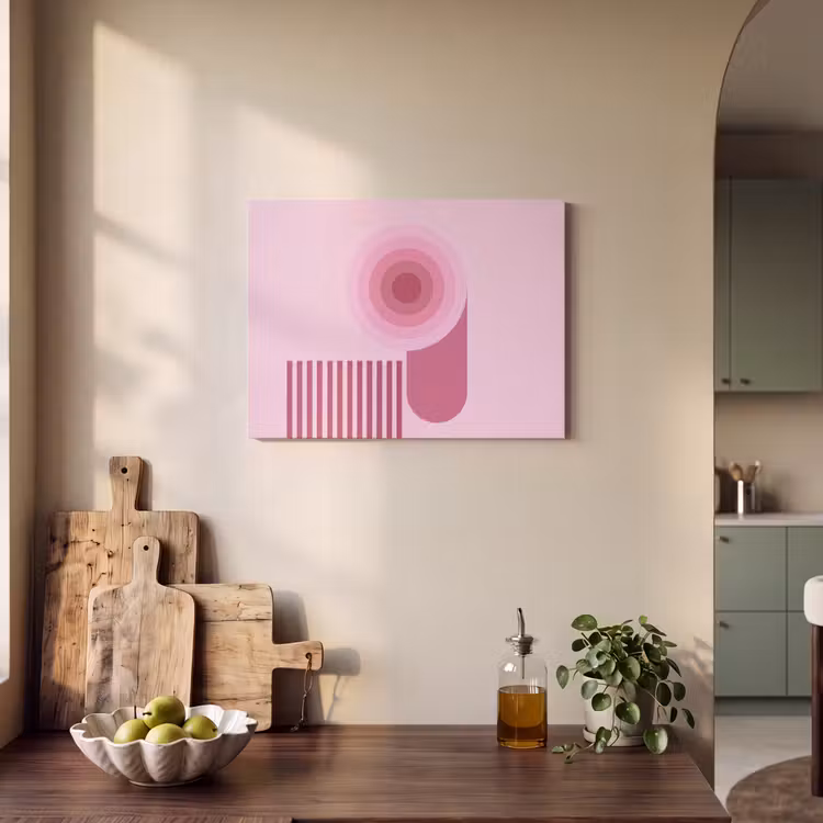 Abstract - Cirkels - Strepen - Modern - Roze PET vilt klein -sfeer2