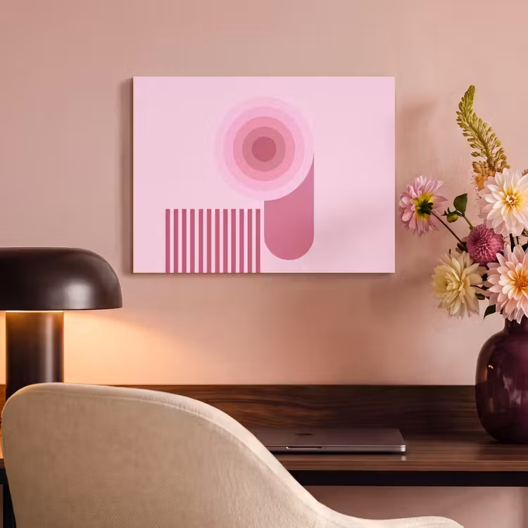 Abstract - Cirkels - Strepen - Modern - Roze PET vilt klein -sfeer3