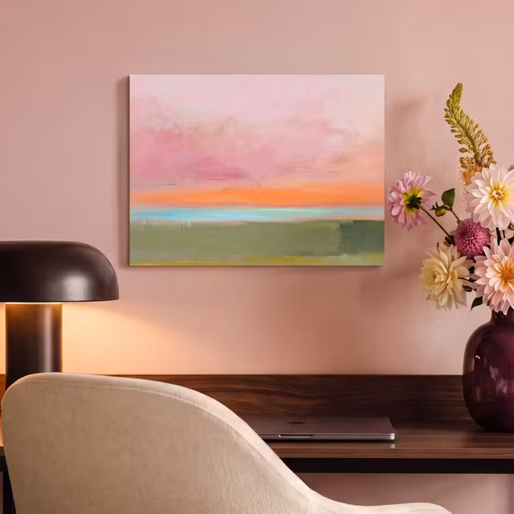 Abstract - Landschap - Modern - Roze - Oranje PET vilt klein -sfeer3