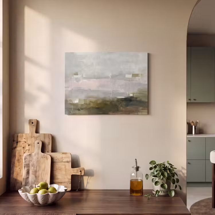 Abstract - Gelaagd - Kunst - Modern - Grijs-Groen PET vilt klein -sfeer2