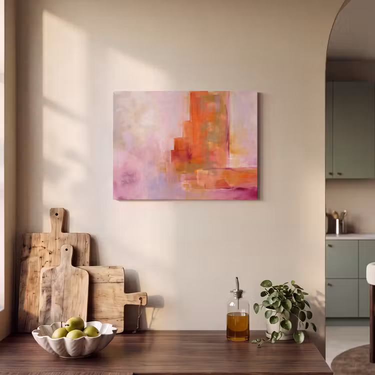 Abstract - Borstelstreken - Kunst - Paars - Goud PET vilt klein -sfeer2