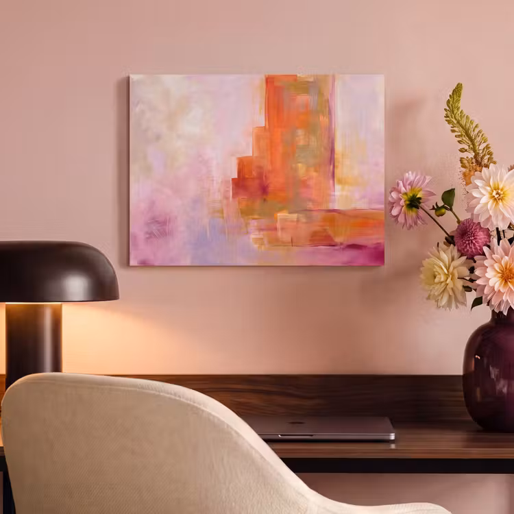 Abstract - Borstelstreken - Kunst - Paars - Goud PET vilt klein -sfeer3