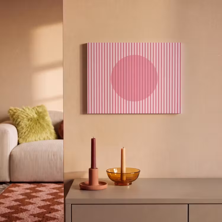 Abstract - Strepen - Ovaal - Roze - Modern PET vilt klein -sfeer1