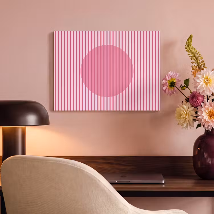 Abstract - Strepen - Ovaal - Roze - Modern PET vilt klein -sfeer3