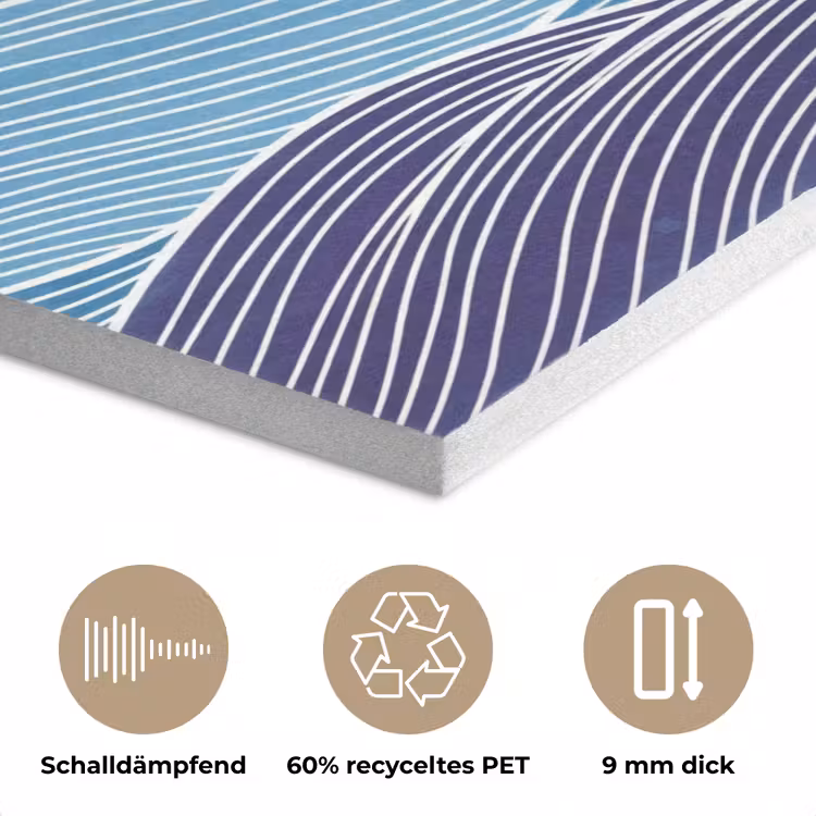 Abstract - Golven - Patroon - Blauw - Modern PET vilt klein -closeup_DE