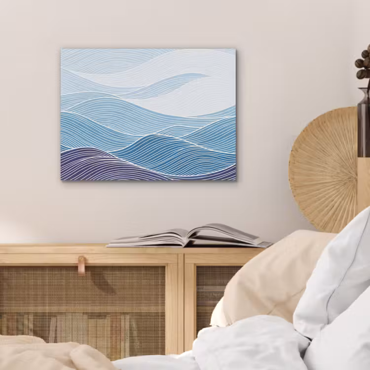 Abstract - Golven - Patroon - Blauw - Modern PET vilt klein -sfeer3