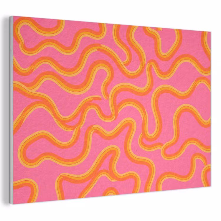 Abstract - Golvende lijnen - Modern - Kleurrijk PET vilt klein -3d