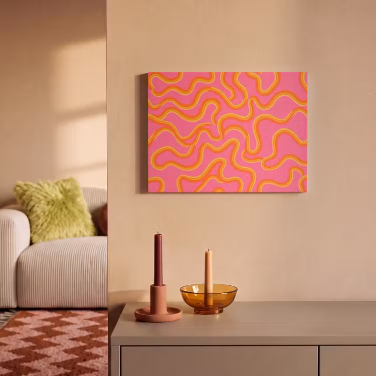 Abstract - Golvende lijnen - Modern - Kleurrijk PET vilt klein -sfeer1