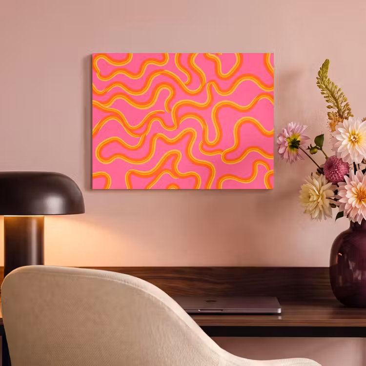 Abstract - Golvende lijnen - Modern - Kleurrijk PET vilt klein -sfeer3