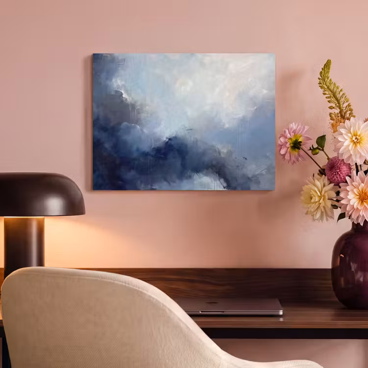 Abstract - Wolken - Modern - Blauw - Kunst PET vilt klein -sfeer3