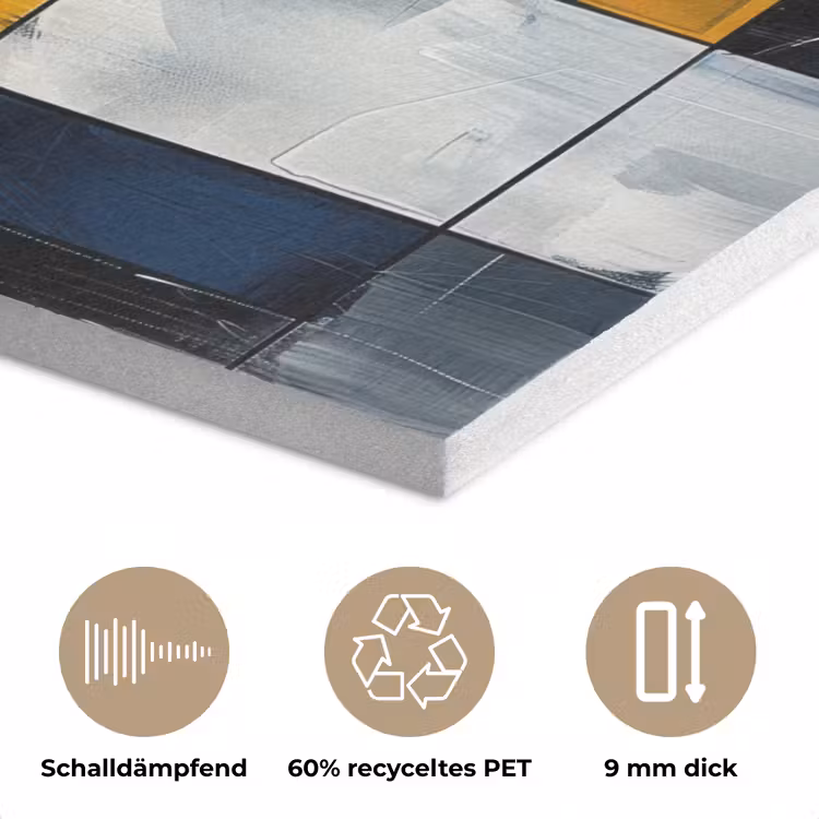 Abstract - Vormen - Goud - Blauw - Geometrisch PET vilt klein -closeup_DE