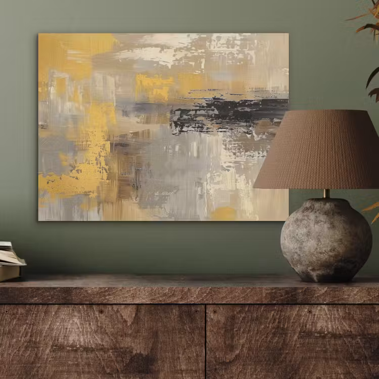 Abstract - Geel - Modern - Beige PET vilt klein -sfeer2