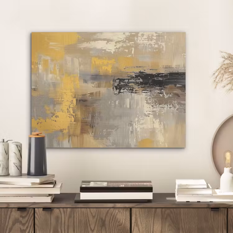 Abstract - Geel - Modern - Beige PET vilt klein -sfeer1