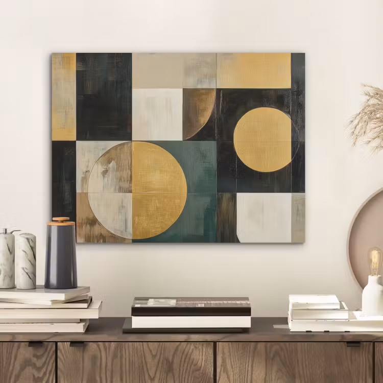 Abstract - Goud - Brons - Vormen - Geometrisch PET vilt klein -sfeer1