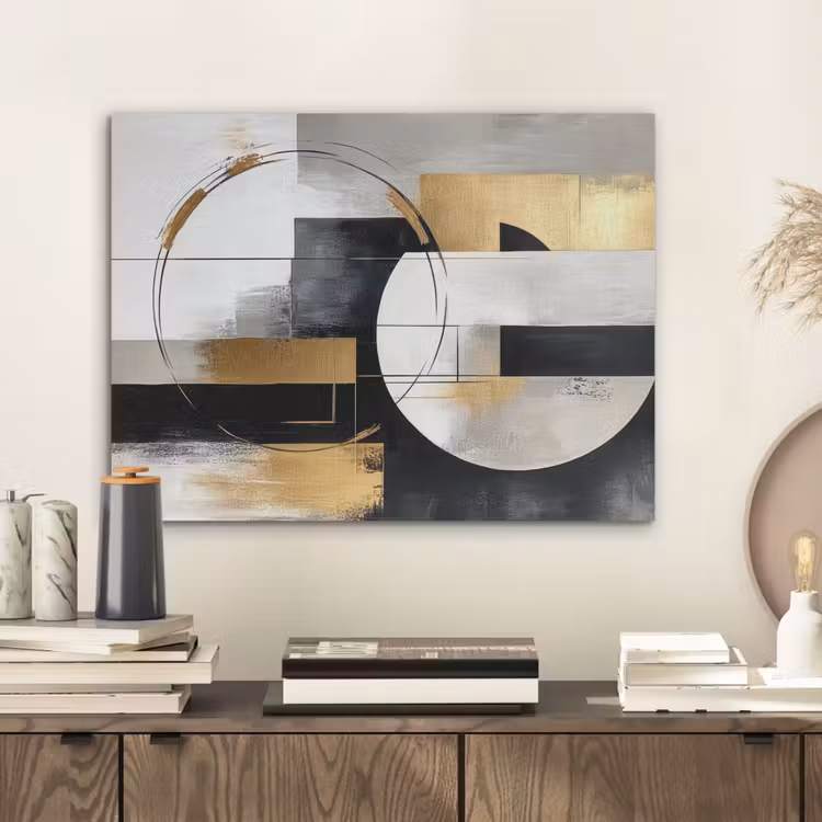 Abstract - Goud - Zilver - Vormen - Aesthetic PET vilt klein -sfeer1