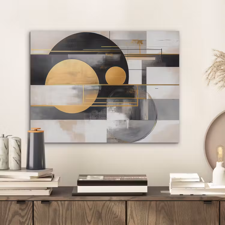 Abstract - Goud - Zilver - Vormen - Aesthetic - Modern PET vilt klein -sfeer1
