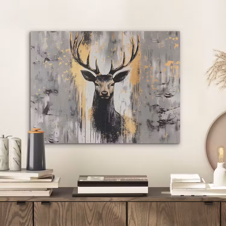Abstract - Hert - Gewei - Goud PET vilt klein -sfeer1