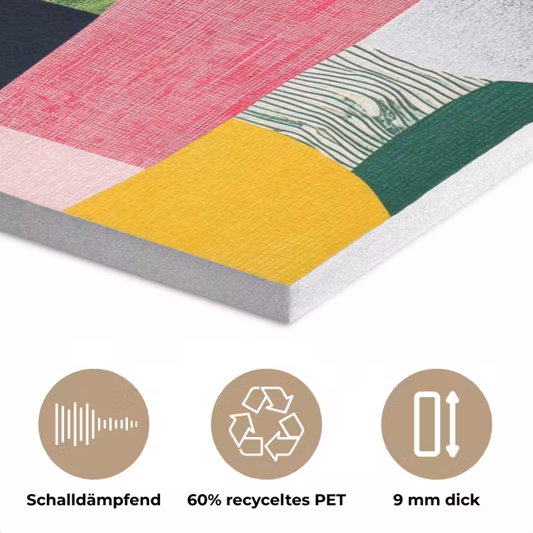 Abstract - Roze - Lappen - Vormen - Geel PET vilt klein -closeup_DE