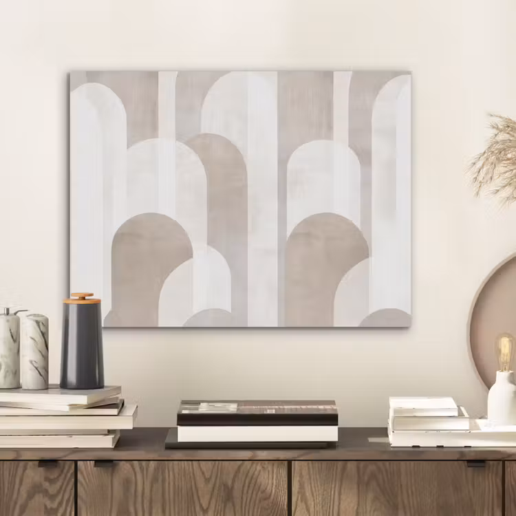 Abstracte bogen - Modern - Beige PET vilt klein -sfeer1