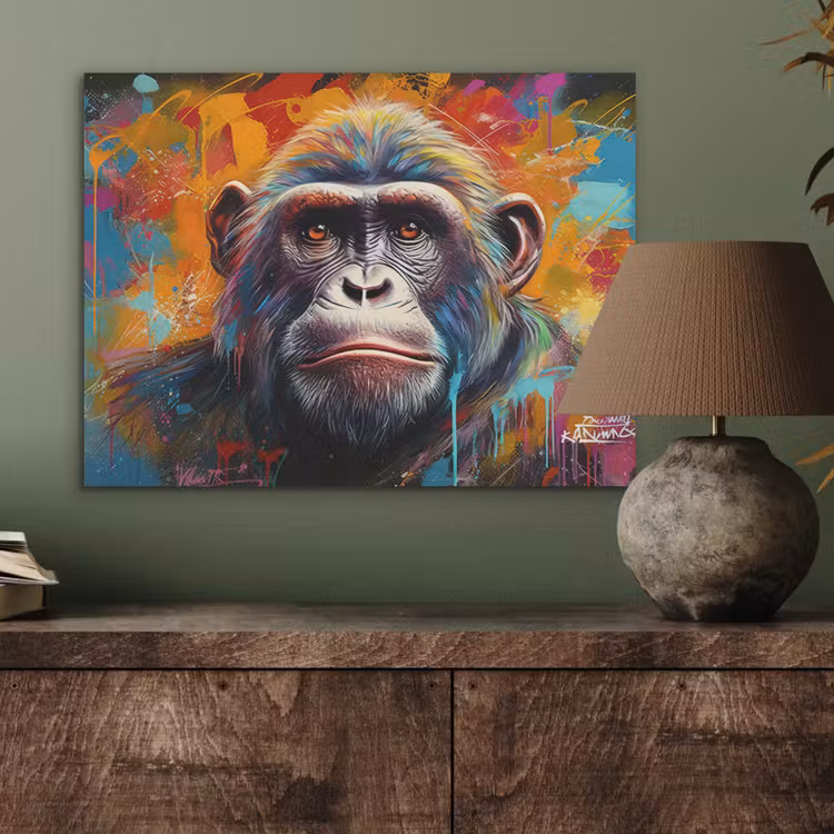 Aap - Gorilla - Graffiti - Dieren - Kleuren PET vilt klein -sfeer2