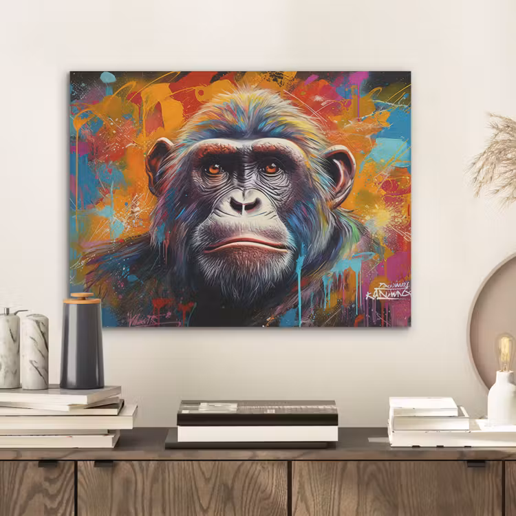 Aap - Gorilla - Graffiti - Dieren - Kleuren PET vilt klein -sfeer1