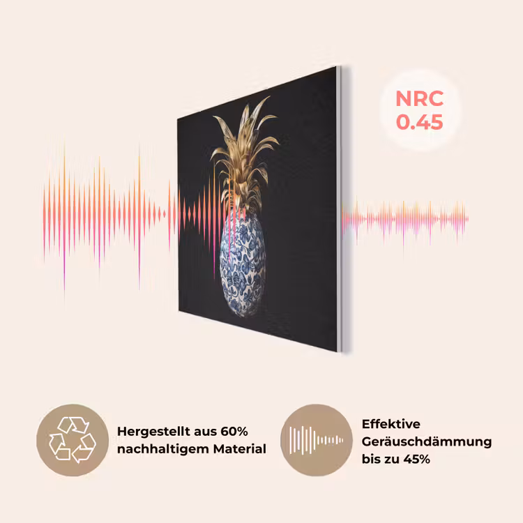 Ananas - Bloemen patroon - Goud - Delftsblauw PET vilt klein -USP_DE
