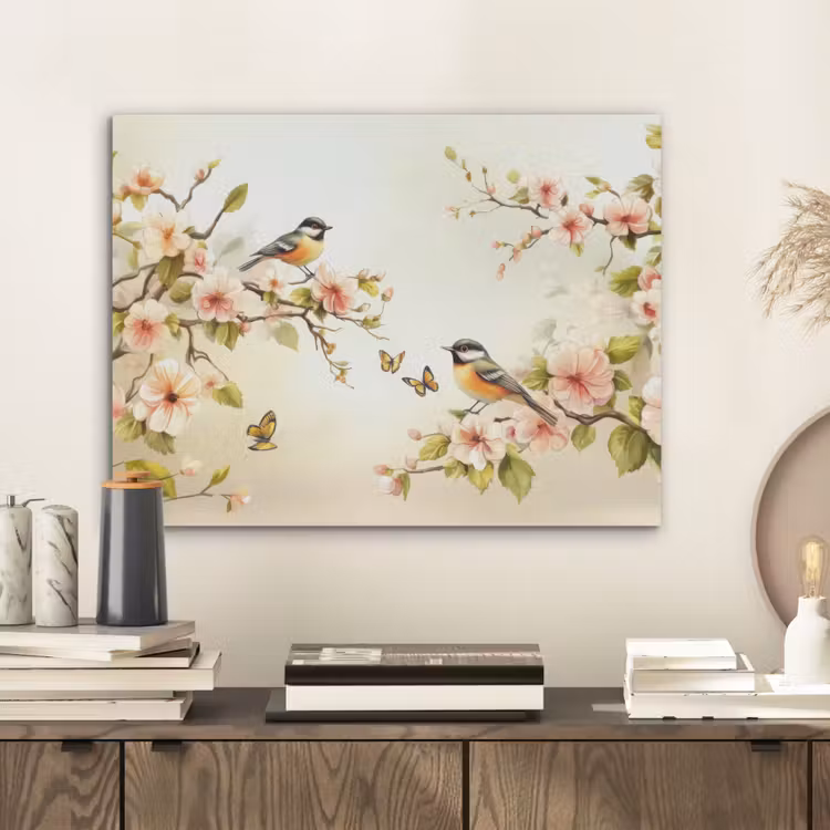 Takken - Bloemen - Vogeltjes - Roze PET vilt klein -sfeer1