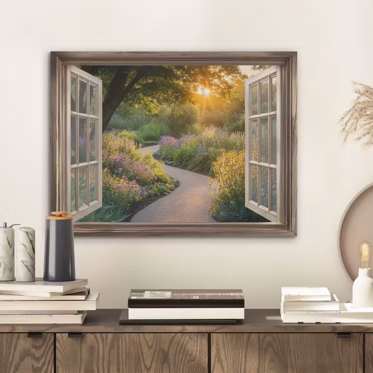 Doorkijk - Bloemen - Natuur - Zon - Pad PET vilt klein -sfeer1