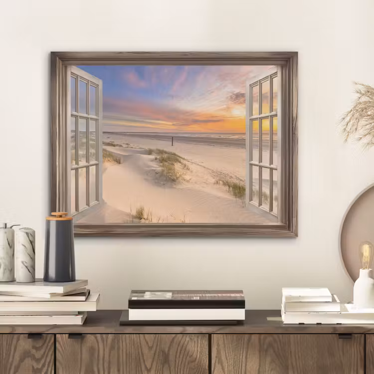 Doorkijk - Strand - Duinen - Natuur - Landschap PET vilt klein -sfeer1