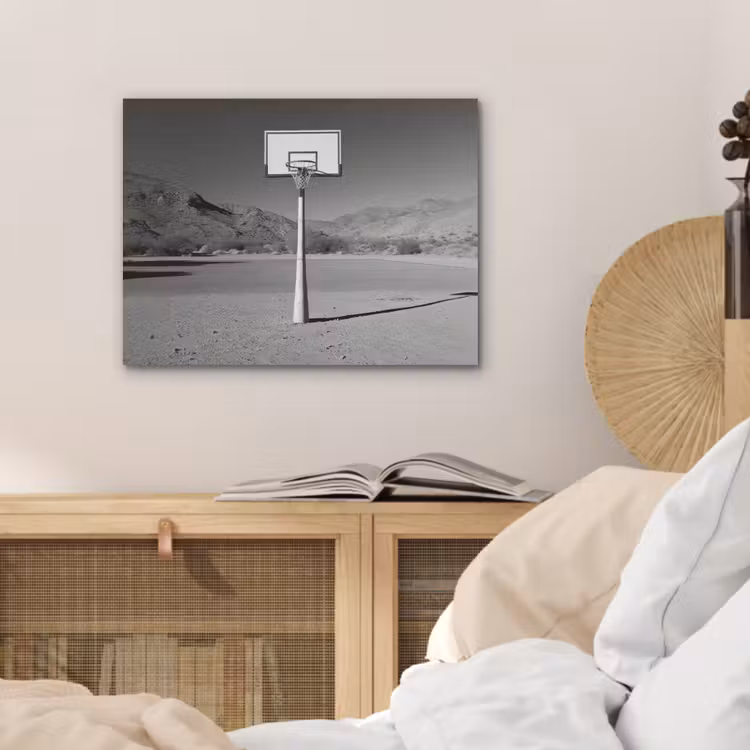 Basketbalpaal - Landschap - Zand - Wit PET vilt klein -sfeer3