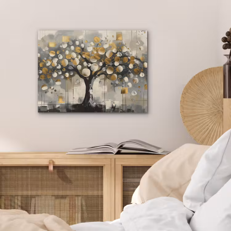 Boom - Abstract - Beige - Goud - Zwart PET vilt klein -sfeer3