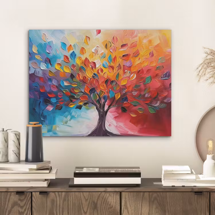 Boom - Levensboom - Kleurrijk - Abstract PET vilt klein -sfeer1