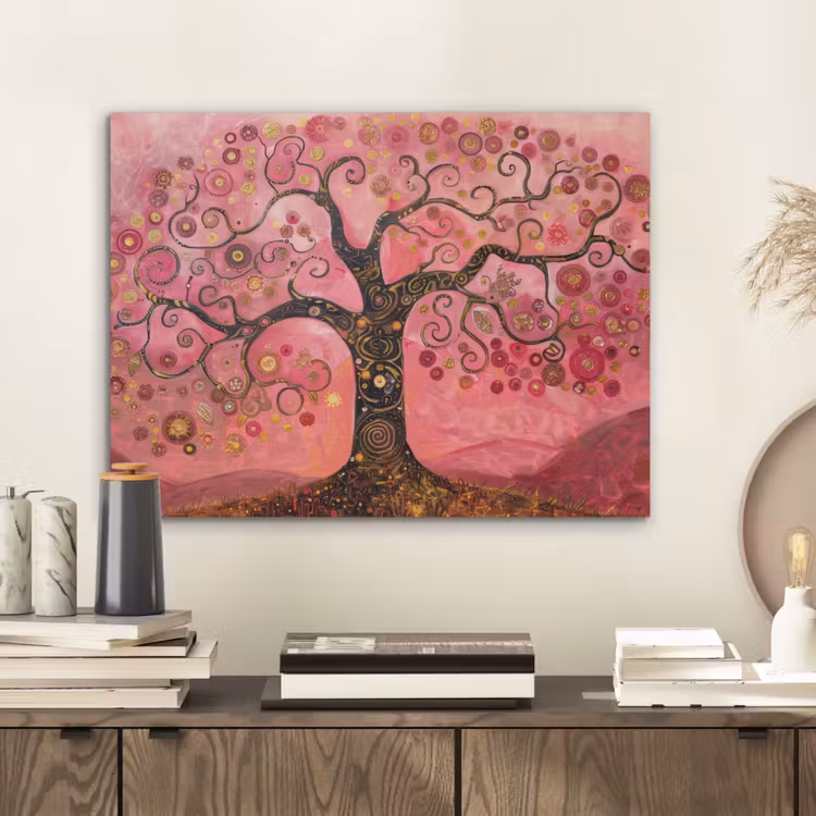 Boom - Levensboom - Roze - Goud PET vilt klein -sfeer1