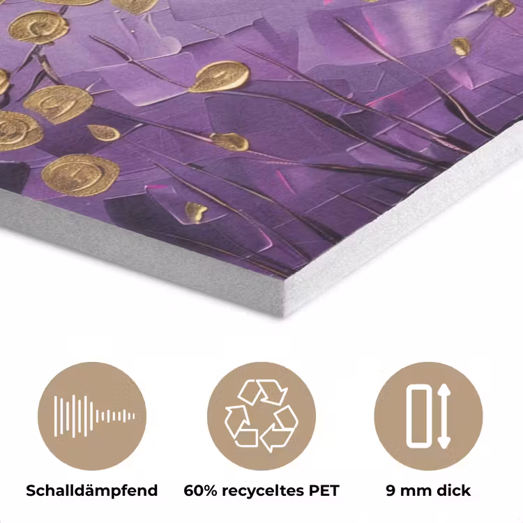 Levensboom - Boom - Paars - Goud - Modern PET vilt klein -closeup_DE