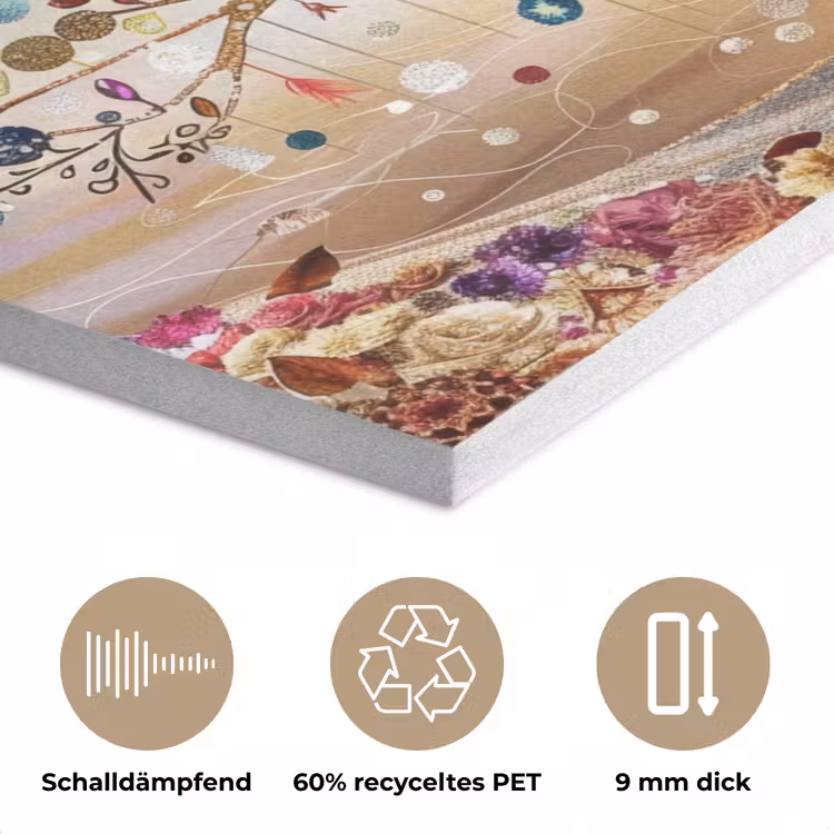 Levensboom - Goud - Kleurrijk - Abstract - Aesthetic PET vilt klein -closeup_DE