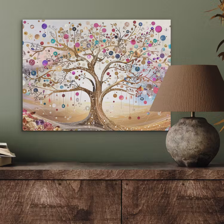 Levensboom - Goud - Kleurrijk - Abstract - Aesthetic PET vilt klein -sfeer2