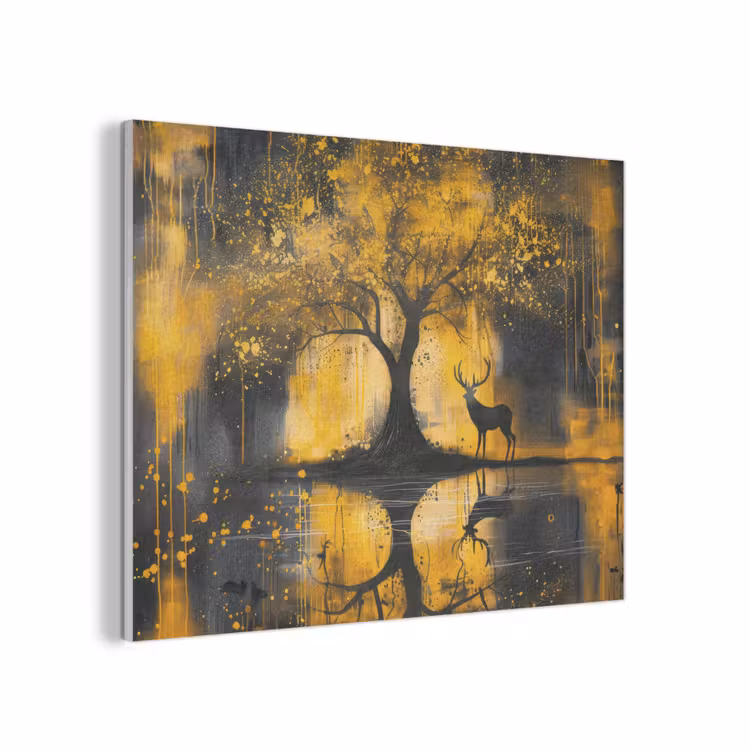 Boom - Verflook - Hert - Natuur - Goud PET vilt klein -3d