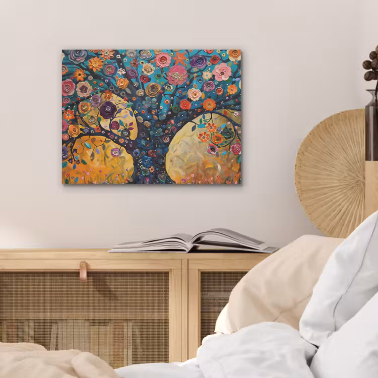 Boom - Levensboom - Kleurrijk - Bloemen - Modern PET vilt klein -sfeer3