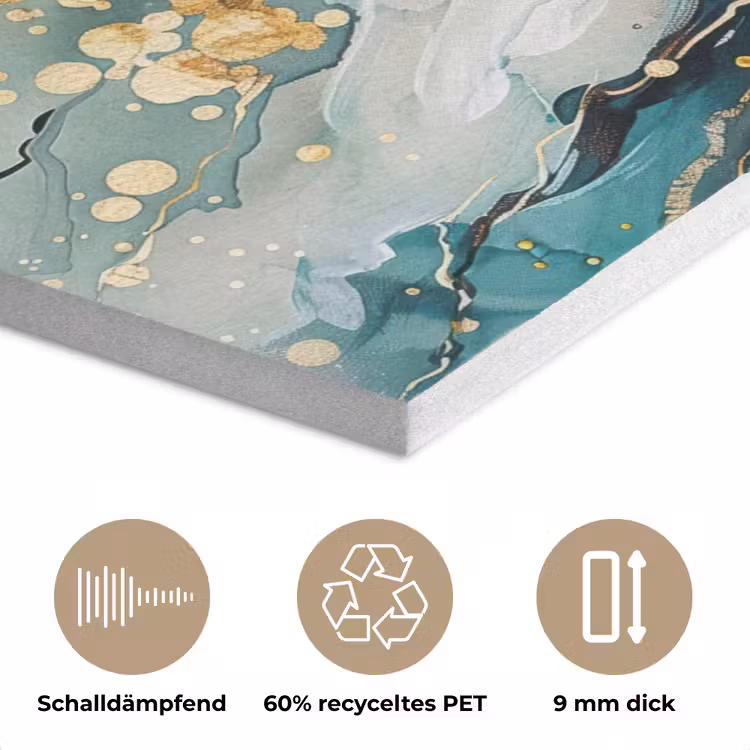 Boom - Modern - Verflook - Turquoise - Goud PET vilt klein -closeup_DE