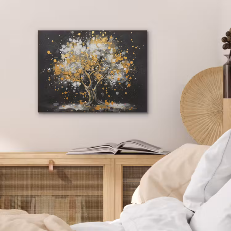 Boom - Zwart - Goud - Wit - Modern PET vilt klein -sfeer3