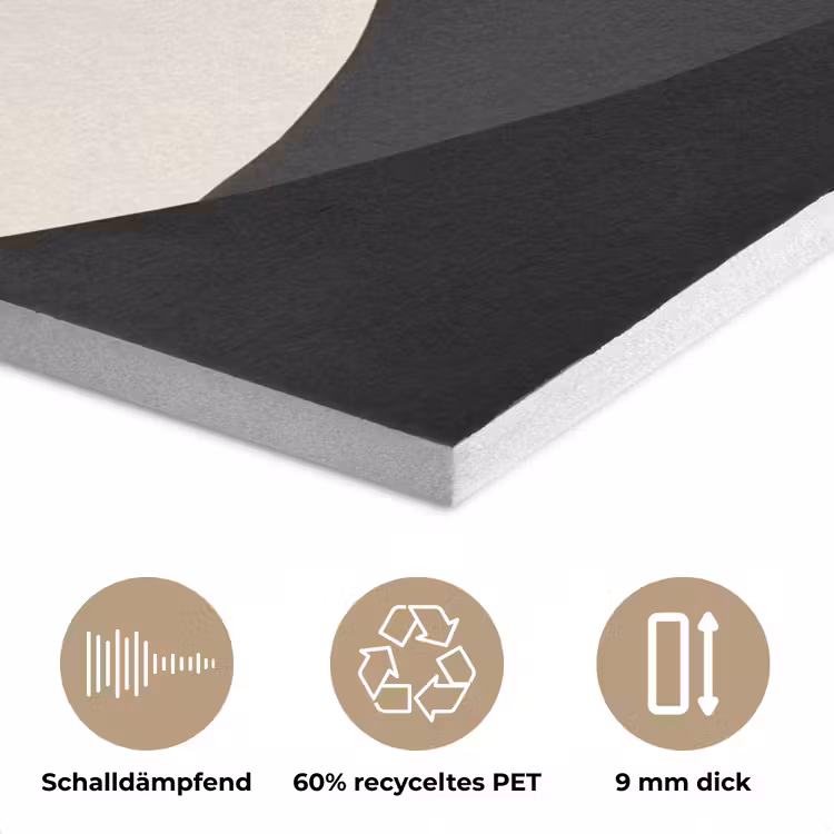 Bergsilhouetten - Gouden cirkel - Beige PET vilt klein -closeup_DE
